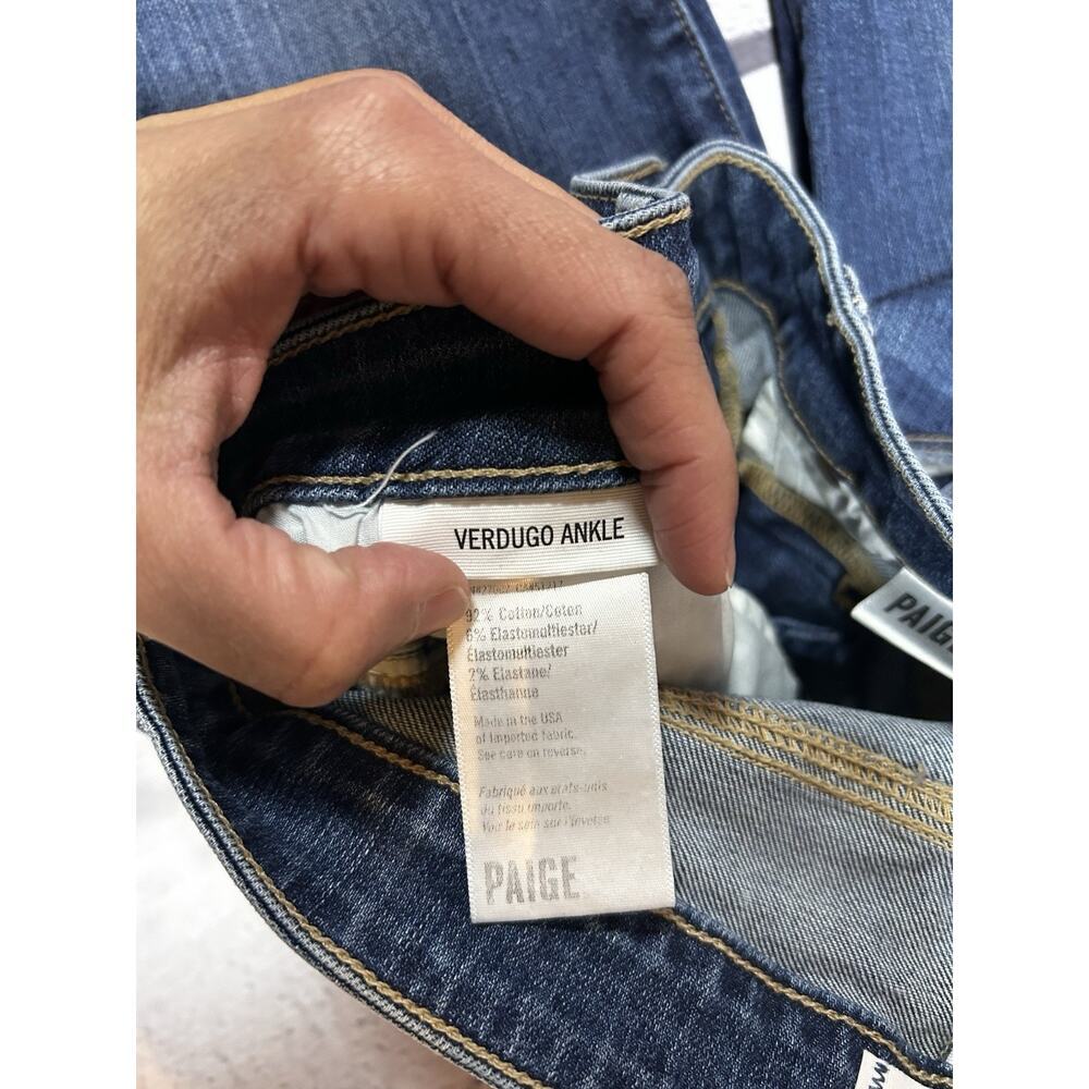 Paige Verdugo Ankle Jeans Size 29 Boho Medium Wash Patchwork Skinny Denim - Picture 5 of 7